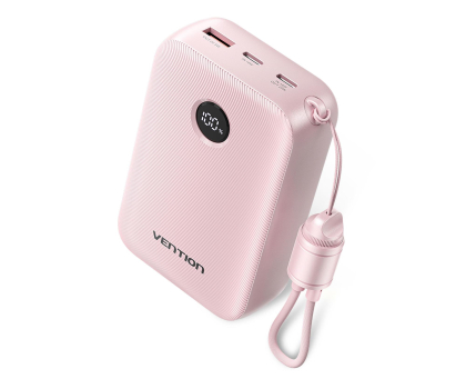 Powerbank Vention Powerbank 20000mAh 2xUSB-C,USB-A z wyświetlaczem różowy